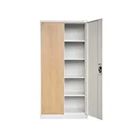 jan nowak armoire de bureau métallique 4 étagères tôle d'acier revêtement en poudre 195 cm x 90 cm x 40 cm (blanc/imitation bois)