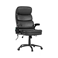 vinsetto fauteuil de bureau massant fauteuil bureau ergonomique grand confort hauteur réglable dossier inclinable télécommande filaire pivotante 360° noir