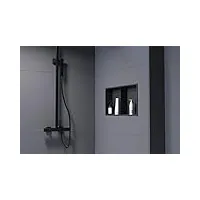 bernstein - niche murale douche acier inox étagère rangement douche salle de bain encastrable nt306010x avec rebords - toutes couleurs - noir - 30x60x10cm, anti-rouille, étanche, installation facile