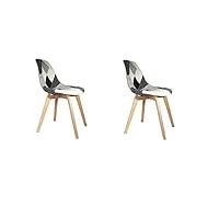 lot de 2 chaises patchwork noir et blanc | h 85 x p 54 x l 46,50 cm | pieds en bois brut | design scandinave