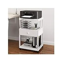 meuble imprimante cadre en métal, imprimante mobile à 3 couches, bureau d'imprimante mobile, pour le salon de salon de salon de salon de salon avec 1 tiroir (noir) caisson bureau (color : white)