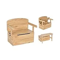 relax4life 3 en 1 banc de coffre jouet transformable en bois avec boîte de rangement, ensemble de table et chaise, coffre à jouets enfant convient pour maison et maternelle (naturel)