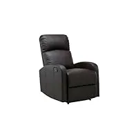 vente-unique - fauteuil relax en simili isao - marron - accoudoir