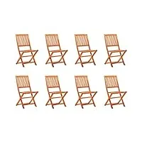 vidaxl 8x bois d'eucalyptus massif chaises de jardin pliables sièges de salle à manger d'extérieur chaises de terrasse sièges de patio