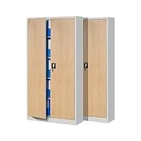jan nowak set de 2 armoire de bureau métallique 4 étagères tôle d'acier revêtement en poudre 185 cm x 90 cm x 40 cm (blanc/imitation bois)
