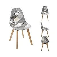 home deco factory lot de 2 chaises patchwork gris 58x47x86cm, multicolore, cm
