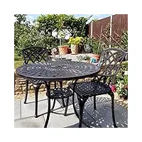 lazy susan salon de jardin: 88 cm table mia ronde en bronze ancien avec 2 chaises april en aluminium résistant aux intempéries | facile à assembler