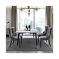 yu yusing lot de 4 chaises de salle à manger, en velours, avec dossier haut, pieds en chêne, charge maximale : 150 kg, gris
