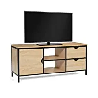 idmarket - meuble tv 113 cm detroit 2 tiroirs avec placard design industriel