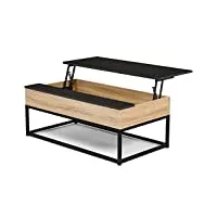 idmarket - table basse plateau relevable noir boston design industriel