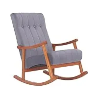 clp fauteuil À bascule saltillo revêtement en velours i fauteuil À bascule lounge avec structure en bois i fauteuil de relaxation et de lecture, couleur:noyer/gris