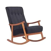 clp fauteuil À bascule saltillo revêtement en velours i fauteuil À bascule lounge avec structure en bois i fauteuil de relaxation et de lecture, couleur:noyer/noir