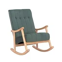 clp fauteuil À bascule saltillo revêtement en velours i fauteuil À bascule lounge avec structure en bois i fauteuil de relaxation et de lecture, couleur:nature/vert