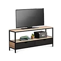 idmarket - meuble tv 113 cm 2 tiroirs noirs boston design industriel