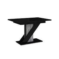 mirjan24 table de salle à manger malzik - pratique - rectangulaire - table de salle à manger - table extensible - noir brillant/béton