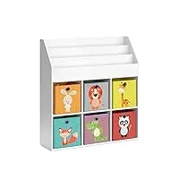 vicco bibliothèque enfant luigi, blanc, 107.2 x 114.2 cm avec 6 boîtes pliantes opt.1