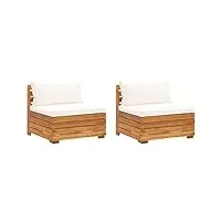vidaxl bois d'acacia massif canapé de jardin 2 places avec coussins meuble de terrasse canapé de terrasse sofa de jardin canapé d'extérieur
