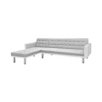 keyur canapé-lit, canapé convertible canapé pliant chaise longue sofa canapé-lit d'angle tissu 218 x 155 x 69 cm blanc et gris