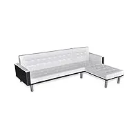 keyur canapé-lit, canapé convertible canapé pliant chaise longue sofa canapé-lit d'angle cuir synthétique blanc