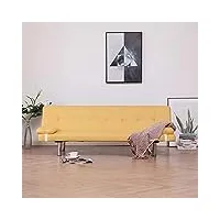 keyur canapé-lit, canapé convertible canapé pliant chaise longue sofa canapé-lit avec deux oreillers jaune polyester