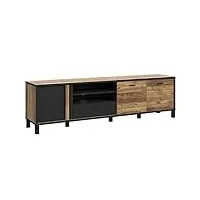 meuble tv décor bois clair avec piètement en métal noir 56,4 cm x 199,2 cm x 42 cm - naturel contemporain - celia
