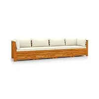 vidaxl bois d'acacia massif canapé de jardin 4 places avec coussins meuble de terrasse canapé d'extérieur sofa de terrasse canapé de patio