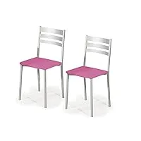 astimesa scrfrs deux chaises de cuisine, métal similicuir aluminium, rose, altura de asiento 45 cms