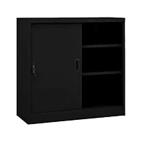vidaxl armoire de bureau avec porte coulissante noir 90x40x90 cm acier