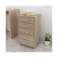 chêne matériau : aggloméré + fdm caisson à tiroir de bureau avec roulettes 5 tiroirs chênemeubles armoires meubles de rangement casiers armoires de rangement