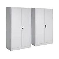 tectake 2 vestiaires métalliques 5 niveaux avec penderie intégrée meuble de rangement armoire de rangement – diverses couleurs (gris)