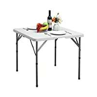hollyhome table pliante table de camping 87cm, table de pique-nique carrée avec poignée pour jardin barbecue restauration fête cuisine extérieure intérieure