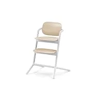 cybex gold lemo chaise haute ; grandit avec l’enfant, 3 - 99 ans ; peut être utilisée dès la naissance grâce à des attaches séparées ; aluminium / plastique; sand white