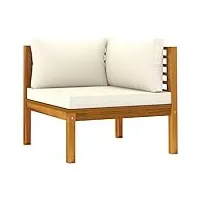 vidaxl bois d'acacia canapé d'angle sectionnel et coussins canapé d'angle de patio meuble de terrasse canapé de jardin extérieur blanc crème