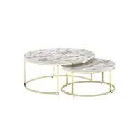 wohnling aspect marbre or blanc moderne | tables basses 2 parties métal | tables de salon rondes | concevoir des tables gigognes