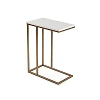 versa padua table d'appoint pour le salon, la chambre ou la cuisine. table basse auxiliaire moderne, dimensions (h x l x l) 61 x 26 x 46 cm, bois et métal, couleur: or et blanc