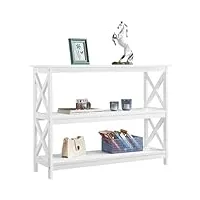yaheetech table console extensible en bois, meuble d'entrée, à 3 niveaux, désign néo-rétro, pieds en x stable 106 x 35 x 80 cm couleur blanc salon chambre blanc