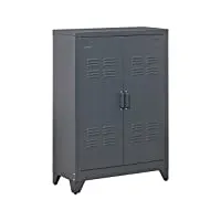 homcom armoire de rangement métal garde-robe caisson de dossier armoire bureau sur pied style industriel - 2 étagères - gris