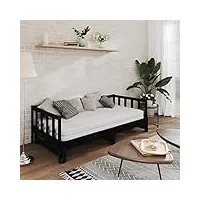 canditree canapé-lit convertible en bois massif, banquette convertible 2 places, cadre de lit double pour adultes enfants (noir)