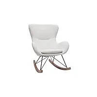 miliboo rocking chair scandinave en tissu velours côtelé beige, métal noir et bois clair eskua