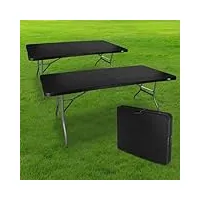 skylantern lot de 2 tables pliantes de camping 180 cm rectangulaire noir - table de jardin 8 personnes l180 x l74 x h74cm en hdpe haute densité Épaisseur 3,5 cm - pieds en acier pelliculé gris
