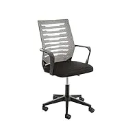 baroni home chaise de bureau avec roues et accoudoirs, dossier ergonomique en nylon, siège rembourré, chaise ivot et réglabe pour salle d'attente, gris, 53x56x98 cm