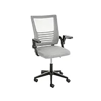 baroni home chaise de bureau avec roues et accoudoirs, dossier ergonomique en nylon, chaise ivot et réglabe pour salle d'attente, gris, 53x60x100 cm