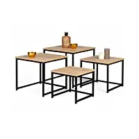 idmarket - lot de 4 tables basses gigognes detroit 35/40/45/50 design industriel