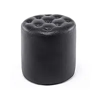dypxg tabouret pouf rembourré en cuir pouf, pouf repose-pieds en bois massif cuir table basse de salon petit banc-noir 34x34x35cm (13x13x14inch)
