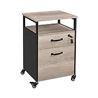 yaheetech caisson de bureau 2 tiroirs verrouillables, rangement dossier, meuble armoire de bureau mobile avec roulettes industriel 45 x 40 x 66,5 cm gris et noir