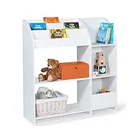 idmarket - meuble de rangement emma étagère jouets et bibliothèque enfant en bois blanc