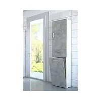 dmora - armoire polyvalente escolzia, armoire à linge linéaire à 2 portes, colonne de salle de bain avec panier à linge, fabriqué en italie, cm 45x32h195, béton et blanc