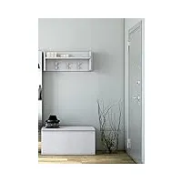 dmora - meuble d'entrée narciso, portemanteau avec 3 crochets, Étagère de rangement pour couloir, fabriqué en italie, cm 90x29h34, blanc