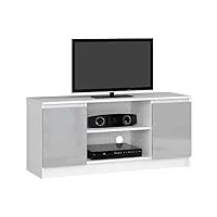 akord meuble tv k-120 | classique meuble télé | banc tv | moderne meuble television | h55 x l120 x p40 cm, poids 30 kg | couleur: blanc/éclat métallique