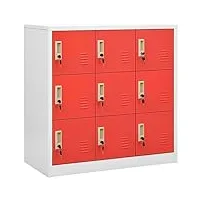 vidaxl armoire à casiers verrouillables armoire de rangement organisateur de rangement armoire de bureau gris clair et rouge 90x45x92,5 cm acier